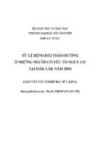 Tỷ lệ bệnh đái tháo đường ở những người có yếu tố nguy cơ tại đắk lắk năm 2010