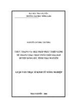 Thực trạng và giải pháp phát triển kinh tế trang trại chăn nuôi trên địa bàn huyện đồng hỷ, tỉnh thái nguyên