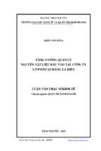Tăng cường quản lý nguyên vật liệu đầu vào tại Công ty Cổ phần Xi măng La Hiên (Luận văn thạc sĩ)