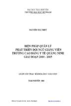 Biện pháp quản lý phát triển đội ngũ giảng viên trường cao đẳng y tế quảng ninh giai đoan 2010 2015