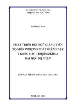 Phát triển đội ngũ giảng viên bộ môn phương pháp giảng dạy trong các trường khoa đại học sư phạm