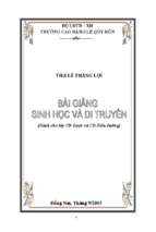 GIÁO TRÌNH SINH HỌC ĐẠI CƯƠG VÀ DI TRUYỀN - TRƯỜNG C Đ LÊ QUÝ ĐÔN