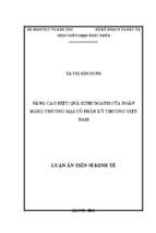 Nâng cao hiệu quả kinh doanh của ngân hàng thương mại cổ phần kỹ thương việt nam