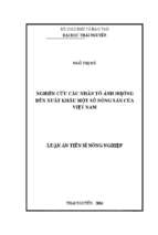 Nghiên cứu các nhân tố ảnh hưởng đến xuất khẩu một số nông sản của việt nam