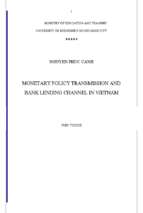 Monetary policy transmission and bank lending channel in vietnam = truyền dẫn của chính sách tiền tệ và kênh cho vay tại việt nam
