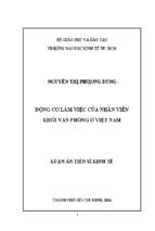 động cơ làm việc của nhân viên khối văn phòng ở việt nam