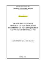 Luận án tiến sĩ quản lí thực tập sư phạm trong đào tạo giáo viên mầm non ở các trường