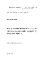 Luận án tiến sĩ hiệu quả tuyên truyền pháp luật cho cán bộ, đảng viên trên báo điện tử ở việt nam hiện nay