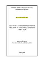 Luận án tiến sĩ  a cognitive study of expressions of metaphor of love in english versus vietnamese