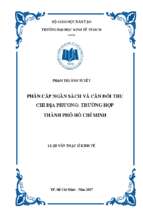 Phân cấp ngân sách và cân đối thu chi địa phương trường hợp thành phố hồ chí minh