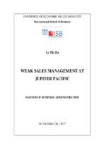 Weak sales management at jupiter pacific