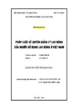 Luận án tiến sĩ pháp luật về quyền quản lý lao động của người sử dụng lao động ở việt nam