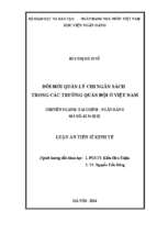 Luận án tiến sĩ đổi mới quản lý chi ngân sách trong các trường quân đội ở việt nam