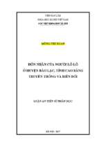 Luận án tiến sĩ  hôn nhân của người lô lô ở huyện bảo lạc, tỉnh cao bằng truyền thống và biến đổi