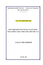 Luận án tiến sĩ hoàn thiện kiểm toán nội bộ tại ngân hàng nông nghiệp và phát triển nông thôn việt nam