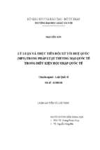 Luận án tiến sĩ lý luận và thực tiễn đối xử tối huệ quốc (mfn) trong pháp luật thương mại quốc tế trong điều kiện hội nhập quốc tế