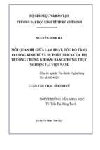 Mối quan hệ giữa lạm phát, tốc độ tăng trưởng kinh tế và sự phát triển của thị trường chứng khoán. bằng chứng thực nghiệm tại việt nam