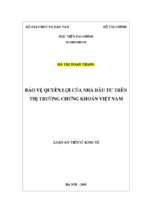 Luận án tiến sĩ bảo vệ quyền lợi của nhà đầu tư trên thị trường chứng khoán việt nam