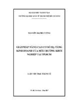 Giải pháp nâng cao cơ sở hạ tầng kinh doanh của môi trường khởi nghiệp tại tp. hồ chí minh