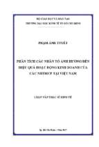 Phân tích các nhân tố ảnh hưởng đến hiệu quả hoạt động kinh doanh của các ngân hàng thương mại cổ phần tại việt nam