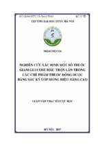 Nghiên cứu xác định một số thuốc giảm glucose máu trộn lẫn trong các chế phẩm thuốc đông dược bằng sắc ký lớp mỏng hiệu năng cao