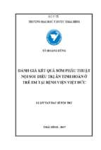 đánh giá kết quả sớm phẫu thuật nội soi điều trị ẩn tinh hoàn ở trẻ em tại bệnh viện việt đức