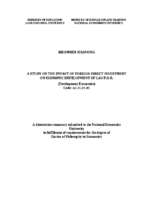 A study on the impact of foreign direct investment on economic development of lao p.d.r.