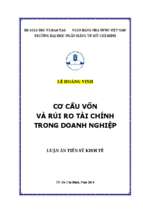 Cơ cấu vốn và rủi ro tài chính trong doanh nghiệp