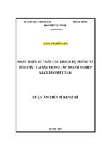 Hoàn thiện kế toán các khoản dự phòng và tổn thất tài sản trong các doanh nghiệp xây lắp ở việt nam