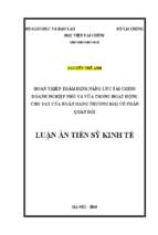 Hoàn thiện thẩm định năng lực tài chính doanh nghiệp nhỏ và vừa trong hoạt động cho vay của ngân hàng thư