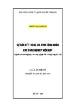 Sự gắn kết trong gia đình công nhân khu công nghiệp hiện nay (nghiên cứu trường hợp khu công nghiệp bắc thăng long   hà nội)