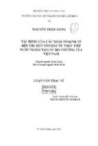 Tác động của các nhân tố kinh tế đến thu hút vốn đầu tư trực tiếp nước ngoài tại các địa phương của việt nam