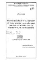 Phân tích các nhân tố tác động đến tỷ trọng mua sắm trong siêu thị so với tổng chỉ tiêu mua sắm của người dân thành phố hồ chí minh