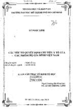 Các yếu tố quyết định chi tiêu y tế của các nhóm hộ gia đình việt nam