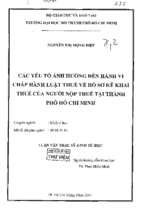 Các yếu tố ảnh hưởng đến hành vi chấp hành luật thuế về hồ sơ kê khai thuế của người nộp thuế tại thành phố hồ chí minh