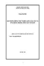 Khóa luận độ tương đồng ngữ nghĩa giữa hai câu và ứng dụng trong tóm tắt văn bản