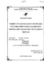 Nghiên cứu lợi nhuận bất thường khi xuất hiện khối lượng giao dịch bất thường trên thị trường chứng khoán việt nam