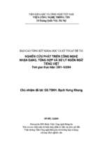đề tài nghiên cứu phát triển công nghệ nhận dạng, tổng hợp và xử lý ngôn ngữ tiếng việt