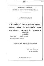 Các nhân tố ảnh hưởng đến lòng trung thành của nhân viên trong các công ty quảng cáo tại tp hcm