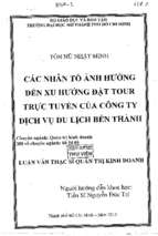 Các nhân tố ảnh hưởng đến xu hướng đặt tuor trực tuyến của công ty dịch vụ du lịch bến thành