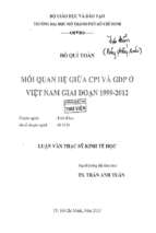 Mối quan hệ giữa cpi và gdp ở việt nam giai đoạn 1999 2012