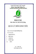 đề tài phân tích thiết kế hệ thống quản lý điểm sinh viên