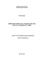 Khóa luận trích chọn thông tin y tế tiếng việt cho bài toán tìm kiếm ngữ nghĩa