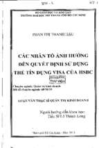 Các nhân tố ảnh hưởng đến quyết định sử dụng thẻ tín dụng visa của hsbc