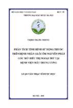 Phân tích tình hình sử dụng thuốc trên bệnh nhân glôcôm nguyên phát góc mở điều trị ngoại trú tại bệnh viện mắt trung ương