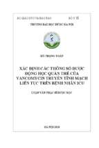Xác định các thông số dược động học quần thể của vancomycin truyền tĩnh mạch liên tục trên bệnh nhân icu