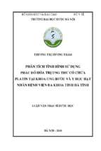 Phân tích tình hình sử dụng phác đồ hóa trị ung thư có chứa platin tại khoa ung bướu và y học hạt nhân bệnh viện đa khoa tỉnh hà tĩnh