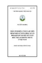 Phân tích biến cố bất lợi trên bệnh nhân sử dụng phác đồ có bedaquilin tại một số cơ sở điều trị lao kháng thuốc ở việt nam