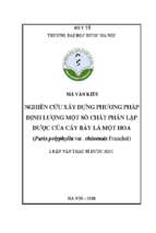 Nghiên cứu xây dựng phương pháp định lượng một số chất phân lập được của cây bảy lá một hoa (paris polyphylla var. chinensis franchet)