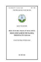 Phân tích thực trạng sử dụng thuốc kháng sinh tại bệnh viện đa khoa tỉnh hưng yên năm 2016